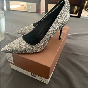 Via Spiga Silver Glitter Heels